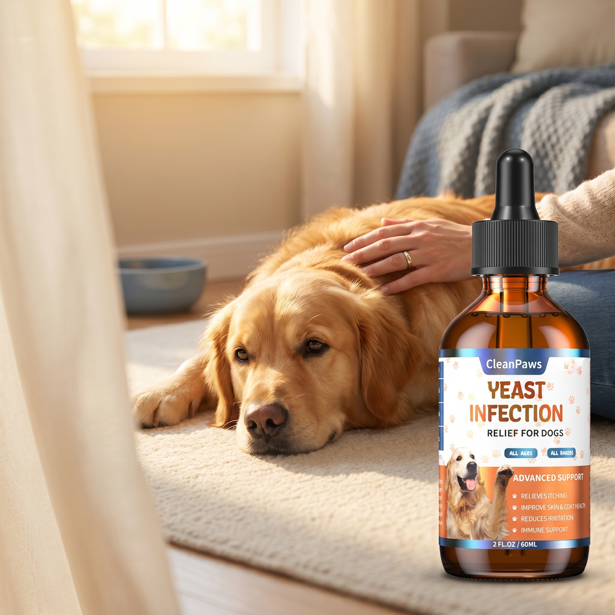 Dog resting peacefully after using CleanPaws
