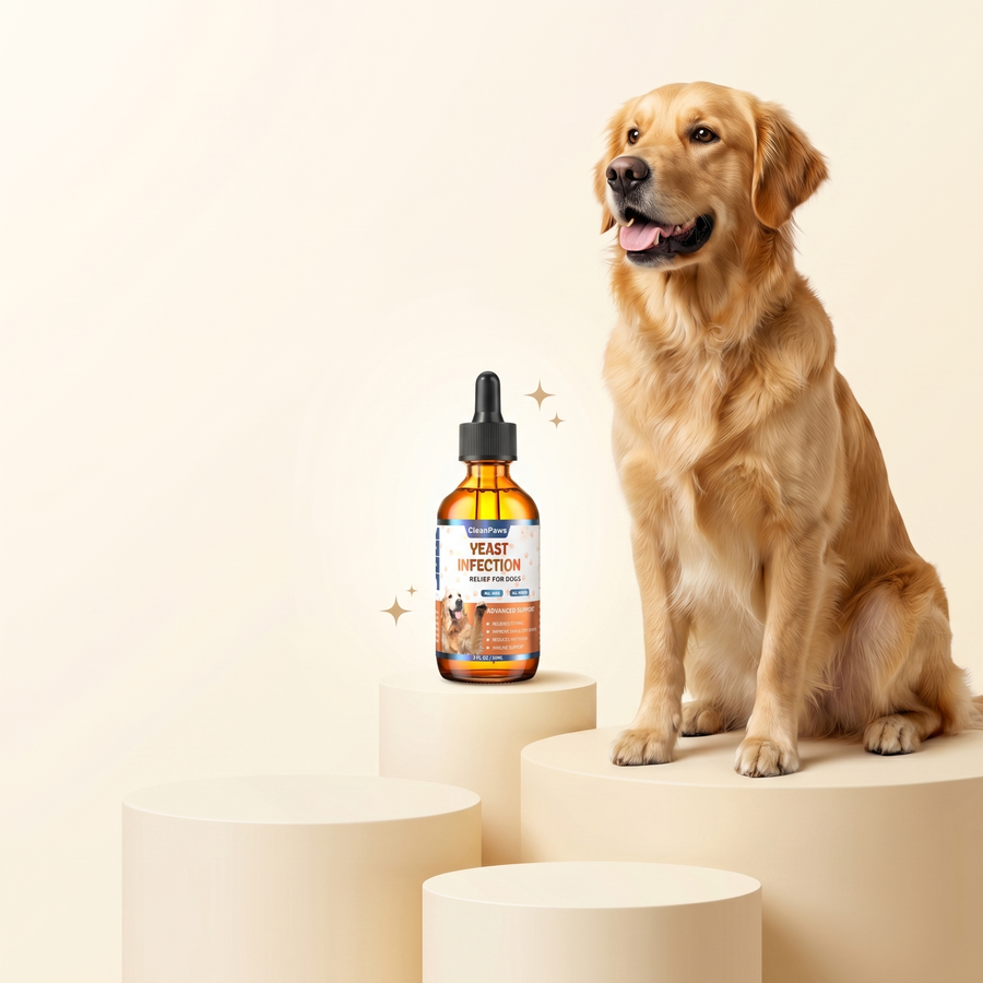 Happy dog with CleanPaws Yeast Relief Drops